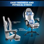 YSSOA White Ergonomic Gaming Chair with Footrest
