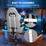 YSSOA White Ergonomic Gaming Chair with Footrest