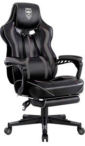 Vonesse Ergonomic Gaming Chair with Footrest - Gray/Black