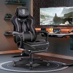 Vonesse Ergonomic Gaming Chair with Footrest - Gray/Black