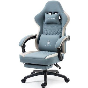 Dowinx Breathable Gaming Chair with Footrest, Blue