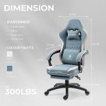 Dowinx Breathable Gaming Chair with Footrest, Blue