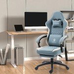 Dowinx Breathable Gaming Chair with Footrest, Blue