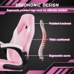 DUMOS Ergonomic Gaming Chair with Lumbar Support - Pink