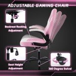 DUMOS Ergonomic Gaming Chair with Lumbar Support - Pink