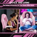 DUMOS Ergonomic Gaming Chair with Lumbar Support - Pink