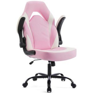 Pink Ergonomic Gaming Chair with Adjustable Armrests
