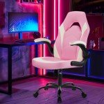 Pink Ergonomic Gaming Chair with Adjustable Armrests
