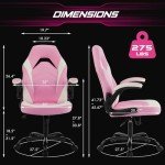Pink Ergonomic Gaming Chair with Adjustable Armrests
