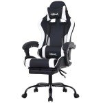 Adjustable Ergonomic Gaming Chair with Footrest - White