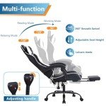 Adjustable Ergonomic Gaming Chair with Footrest - White