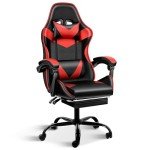 YSSOA Ergonomic Gaming Chair with Footrest - Red