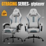 GTRACING Ergonomic Gaming Chair with Footrest, Gray