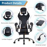 Adjustable Ergonomic Gaming Chair with Footrest - White