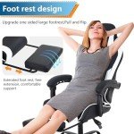 Adjustable Ergonomic Gaming Chair with Footrest - White