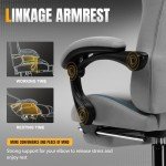 GTRACING Ergonomic Gaming Chair with Footrest, Gray