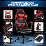 YSSOA Ergonomic Gaming Chair with Footrest - Red