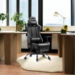 Homall Ergonomic Gaming Chair with Footrest - Black