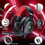 Jimonyer RGB Gaming Headset with Noise Cancelling Mic