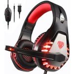 Deep Red Gaming Headset with Microphone and LED