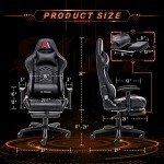 Ergonomic Black Gaming Chair with Footrest & Lumbar Support