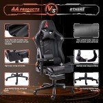 Ergonomic Black Gaming Chair with Footrest & Lumbar Support