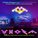JIMIMORO Hexagon RGB LED Light Panels - 8 Pack
