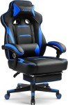 GTPLAYER Blue Gaming Chair with Footrest and Lumbar Support