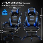 GTPLAYER Blue Gaming Chair with Footrest and Lumbar Support