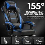 GTPLAYER Blue Gaming Chair with Footrest and Lumbar Support