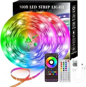 Lcutml 100ft Music Sync RGB LED Strip Lights
