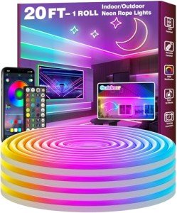 20Ft RGB Neon LED Rope Lights for Gaming