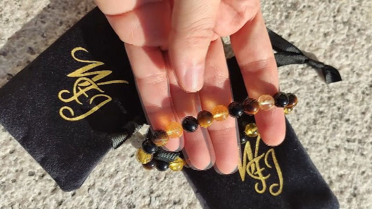 Citrine, Tiger Eye, Onyx Triple Protection Bracelet Unisex