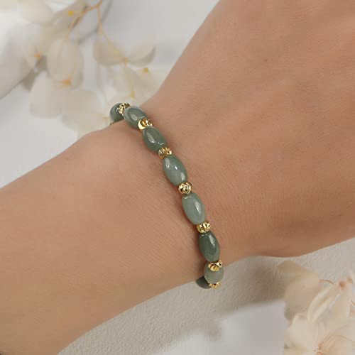 Emerald green natural jade beaded bracelet for women