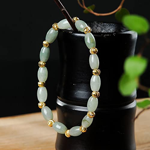 Emerald green natural jade beaded bracelet for women