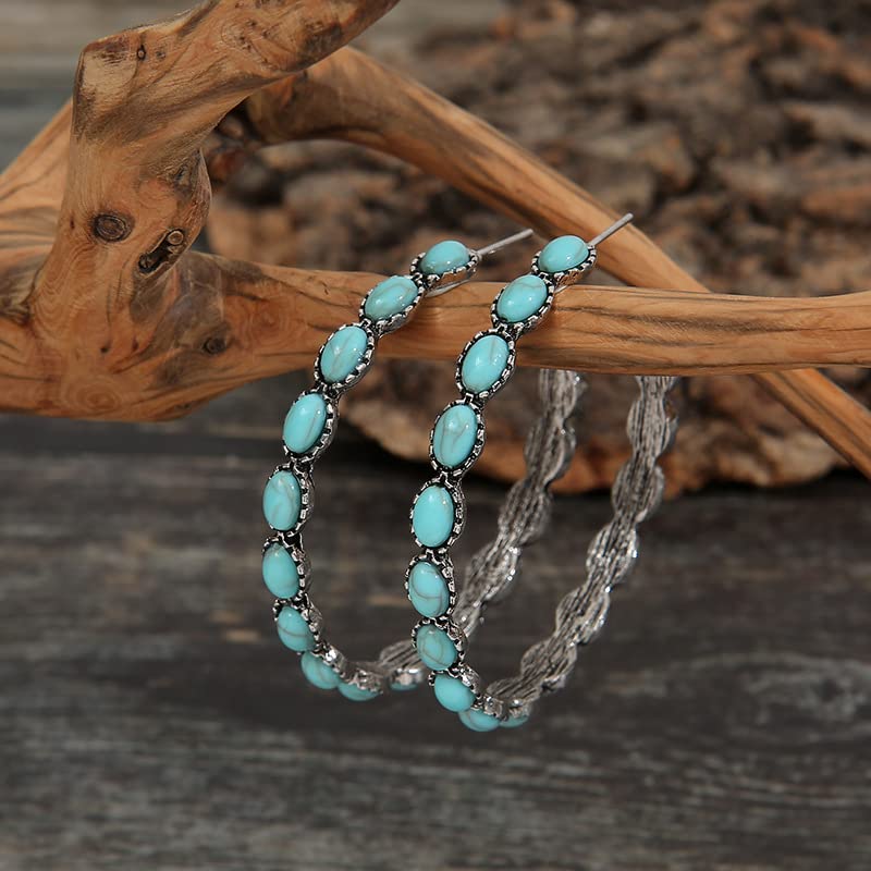 Turquoise Boho Teardrop Earrings - Vintage Pendant Jewelry