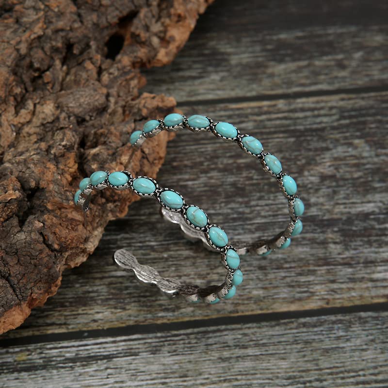 Turquoise Boho Teardrop Earrings - Vintage Pendant Jewelry