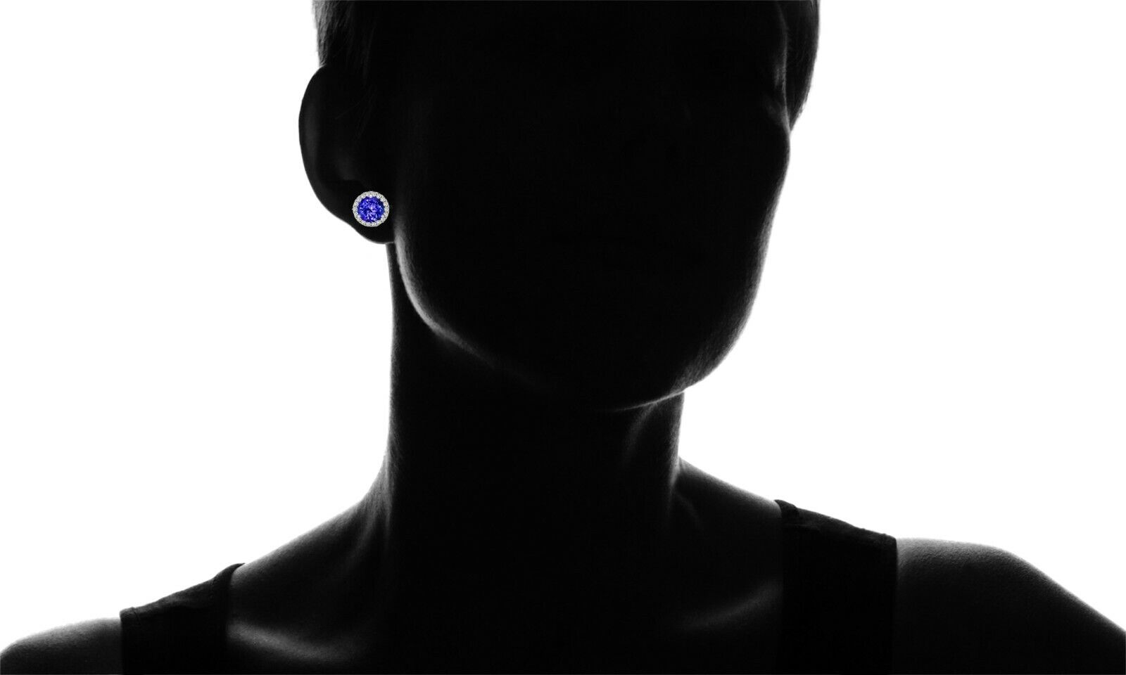 Sterling Silver Tanzanite and White Topaz Stud Earrings