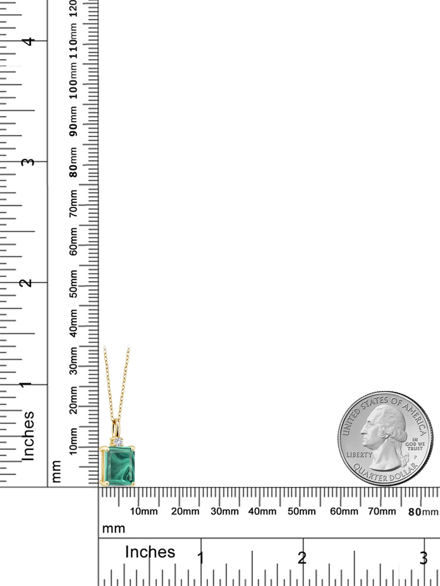 Emerald Cut Green Malachite & Sapphire Pendant Necklace