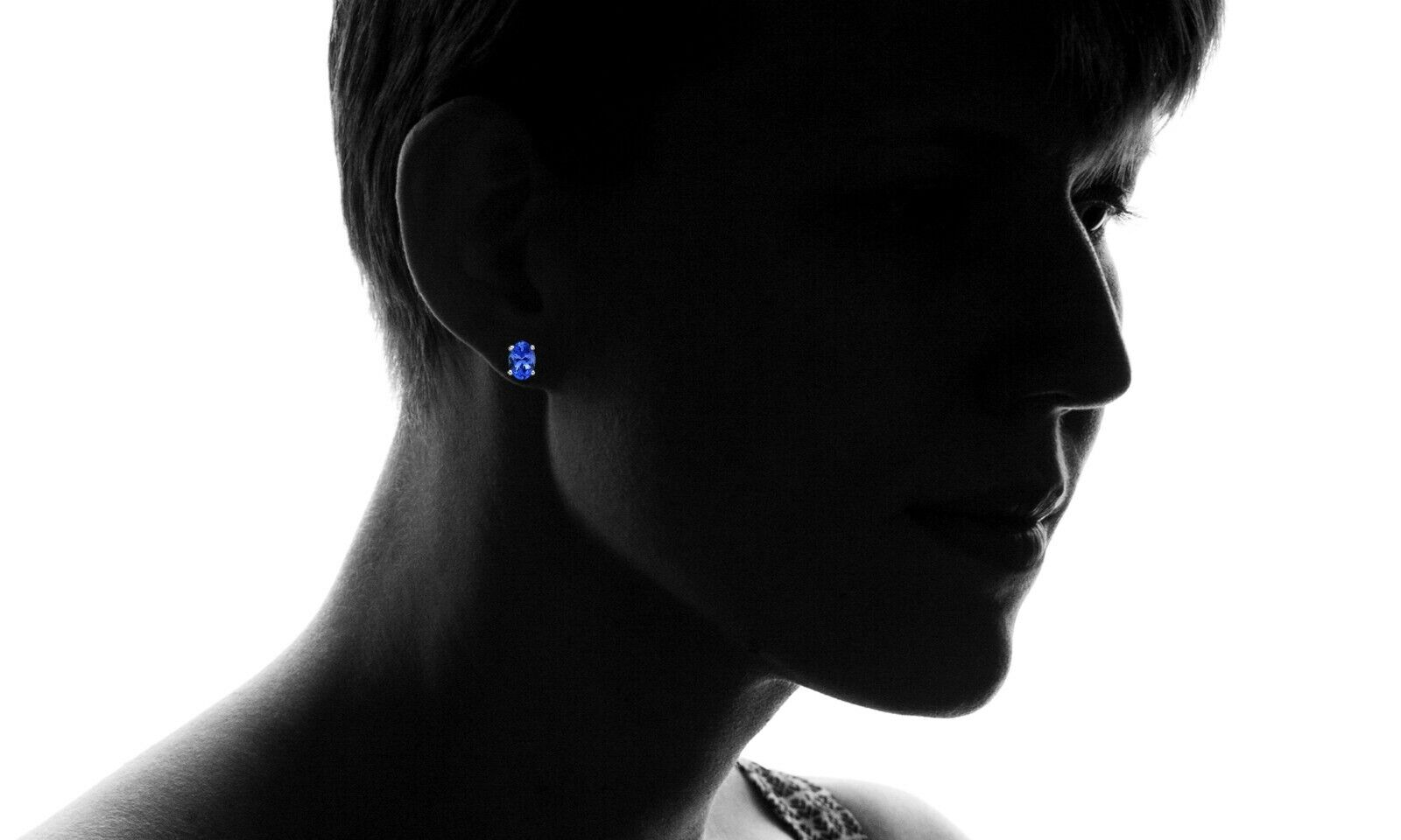 Genuine Tanzanite Oval Stud Earrings in 925 Silver
