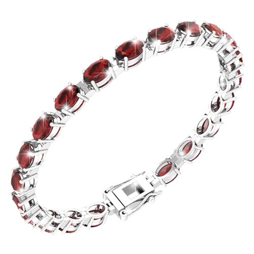 Belinda Jewelz - Garnet Gemstone Tennis Bracelet, 925 Silver