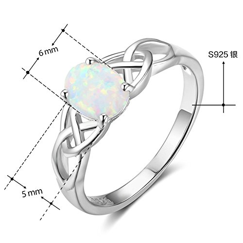 Silver Celtic Knot Heart Fire Opal Ring - Size 9