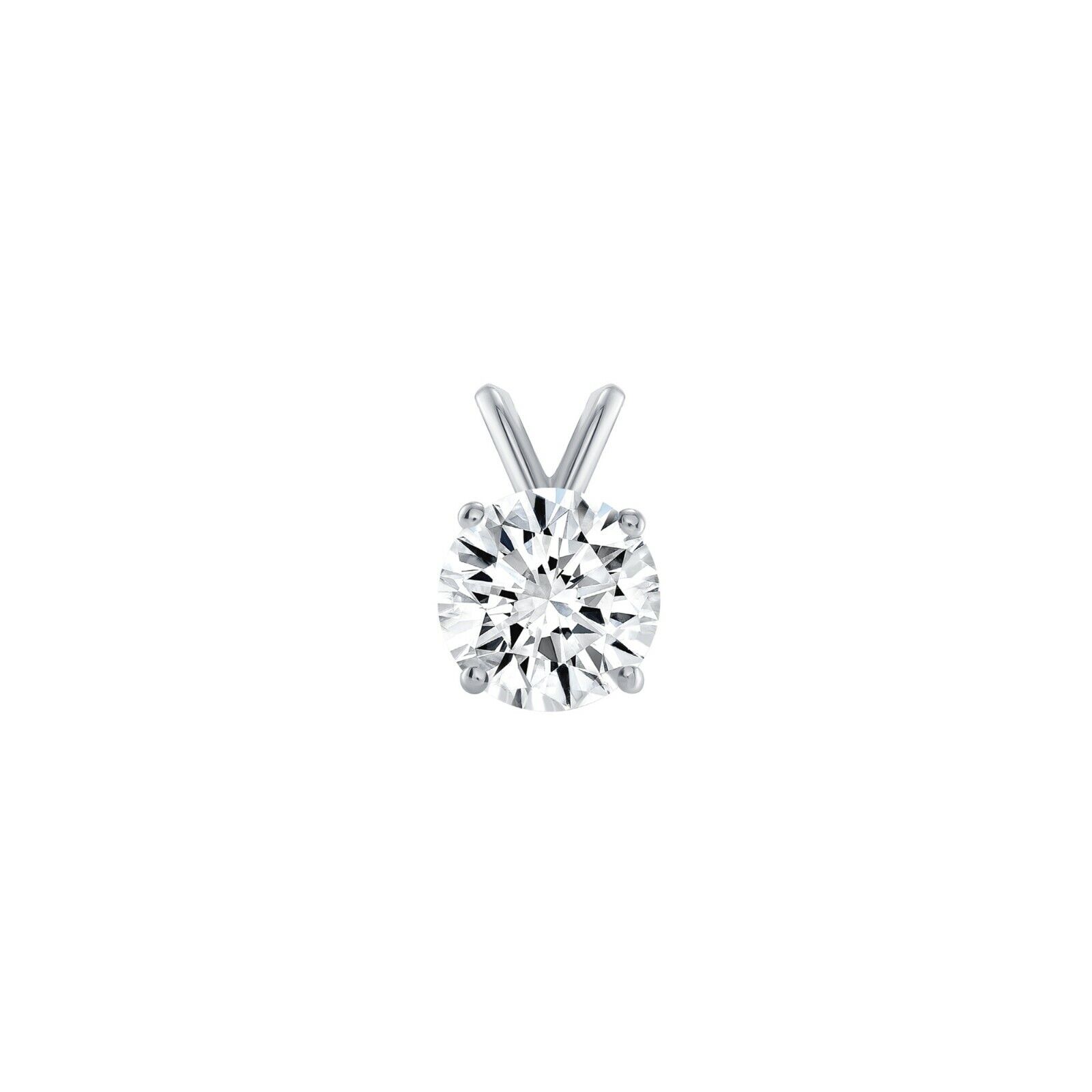 1 Ct Created Diamond Solid 14K White Gold Necklace