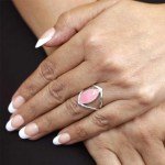 Pink Rose Quartz Sterling Silver Ring - Size 8