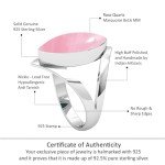 Pink Rose Quartz Sterling Silver Ring - Size 8