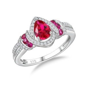 Sterling Silver Ruby Halo Ring for Women