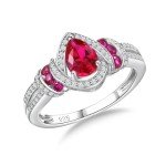 Sterling Silver Ruby Halo Ring for Women