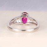 Sterling Silver Oval Ruby Leaf Engagement Ring