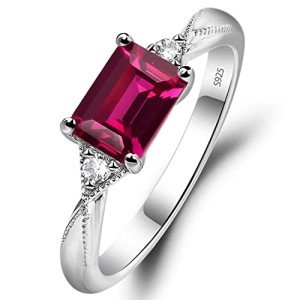 Dainty East-West Emerald Cut Ruby Promise Ring