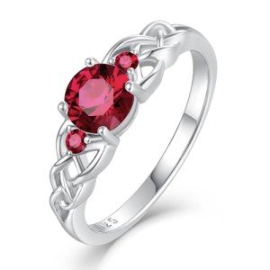 Celtic Knot 925 Sterling Silver Ruby Ring